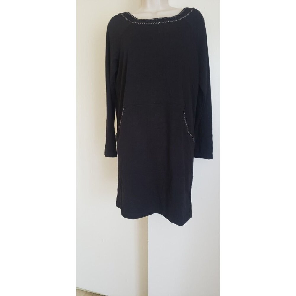 NWT MAX STUDIO LONG SLEEVE KANGAROO POCKET BLACK T-SHIRT SHEATH DRESS MEDIUM